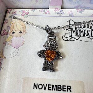 Vintage Precious Moments Sterling Silver November Angel Pendant Necklace